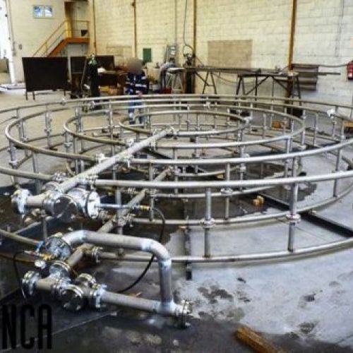 Prueba hidráulica de 2 líneas de condensados en AISI 316L